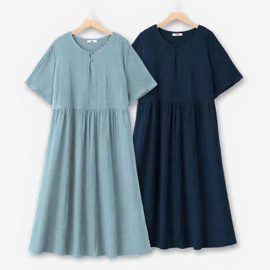 Robe midi fluide à col boutonné - image 0