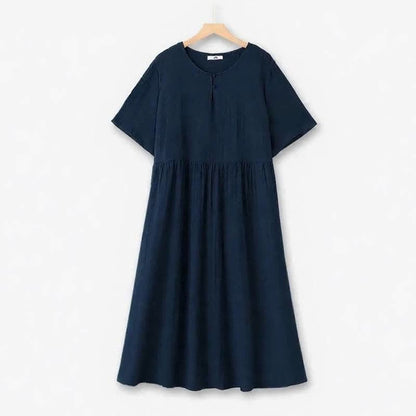 Robe midi fluide à col boutonné - Bleu foncé - 6XL - image 1