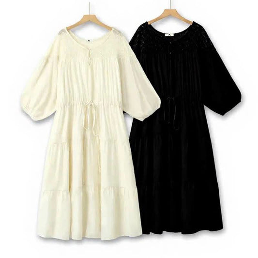 Robe longue de vacances bohème à cordon et volants - image 0