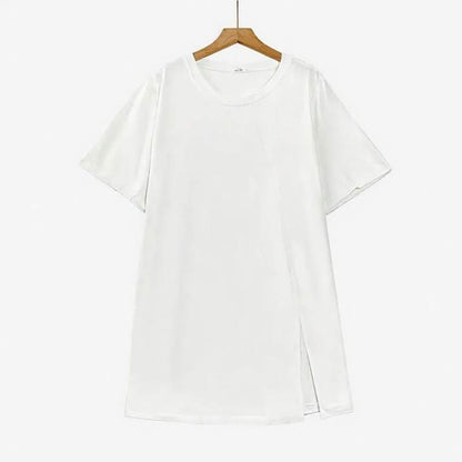 Chemisiers décontractés à fente latérale asymétrique - Blanc - 6XL - image 2
