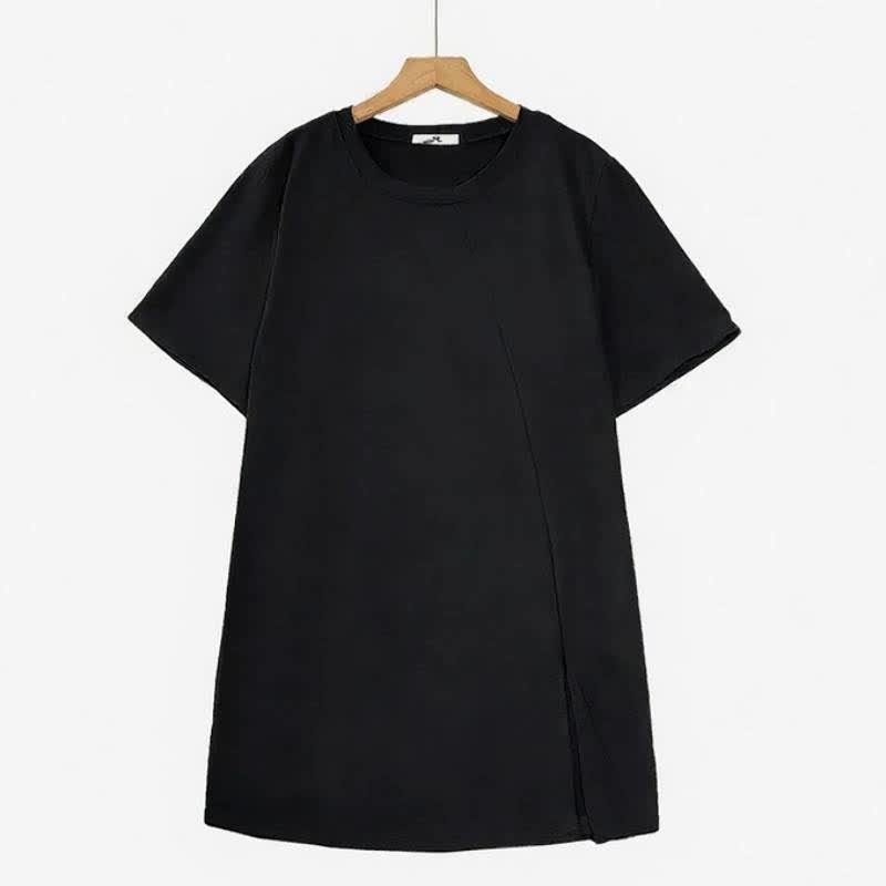 Chemisiers décontractés à fente latérale asymétrique - Noir - 6XL - image 1