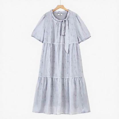 Robe maxi romantique à col nœud - Bleu clair - 6XL - image 0