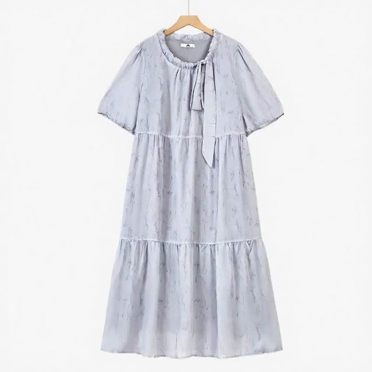 Robe maxi romantique à col nœud - Bleu clair - 6XL - image 0