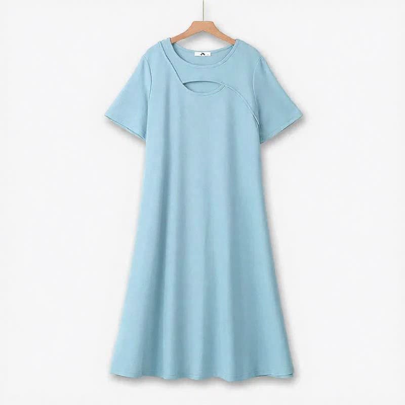 Robe midi décontractée à encolure en V - Bleu - 7XL - image 2