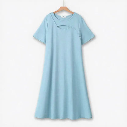 Robe midi décontractée à encolure en V - Bleu - 7XL - image 2