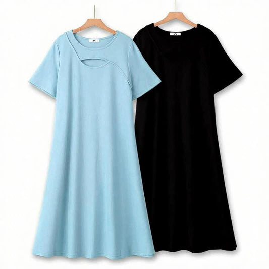 Robe midi décontractée à encolure en V - image 0