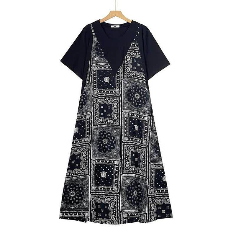 Robe maxi à volants imprimée bandana - Noir - 6XL - image 0