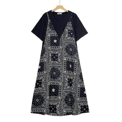Robe maxi à volants imprimée bandana - Noir - 6XL - image 0