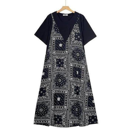 Robe maxi à volants imprimée bandana - Noir - 6XL - image 0