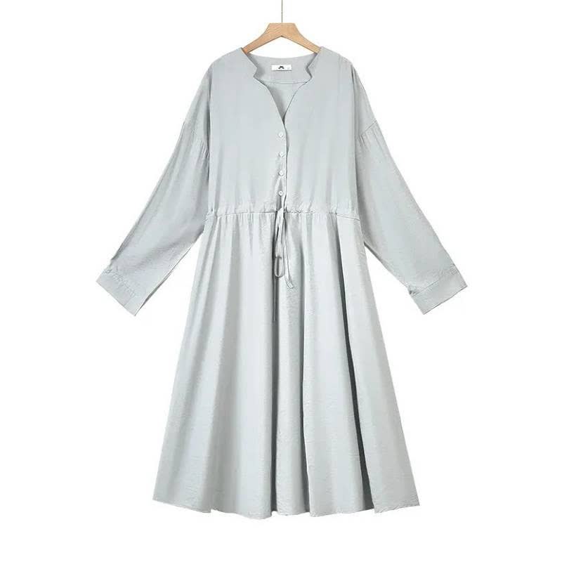 Robe midi décontractée à cordon de serrage - Gris - 6XL - image 2