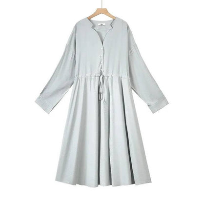 Robe midi décontractée à cordon de serrage - Gris - 6XL - image 2