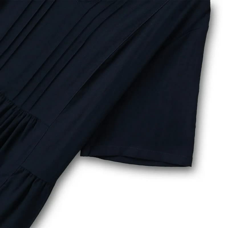 Robe midi plissée à col V - image 1