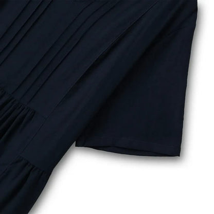 Robe midi plissée à col V - image 1