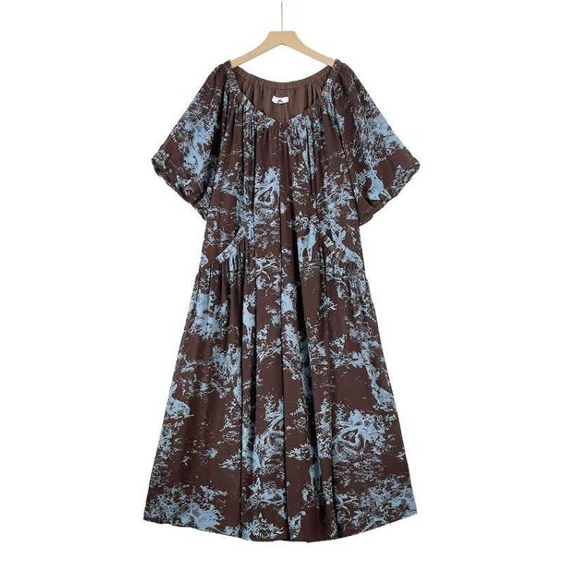 Robe longue fluide imprimée bohème - Multicolore - 6XL - image 0