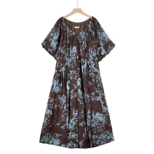 Robe longue fluide imprimée bohème - Multicolore - 6XL - image 0