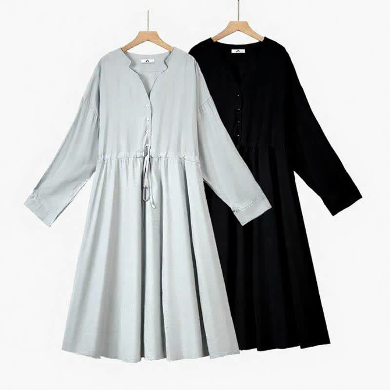 Robe midi décontractée à cordon de serrage - image 0