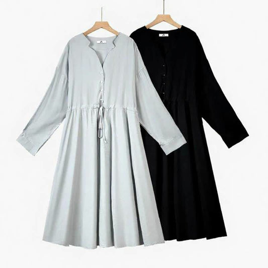 Robe midi décontractée à cordon de serrage - image 0
