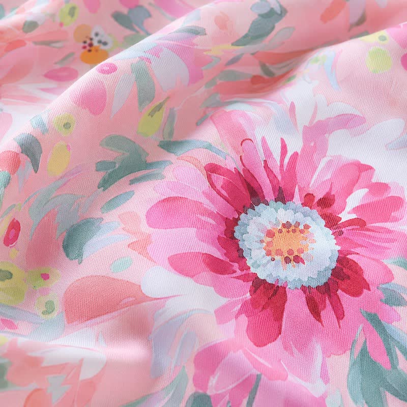 Robe midi en viscose à fleurs roses - image 5