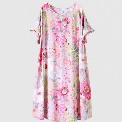 Robe midi en viscose à fleurs roses - Rose - 5XL - image 3