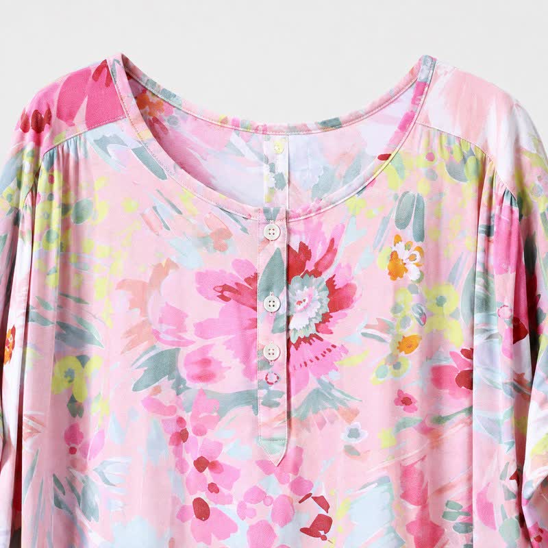 Robe midi en viscose à fleurs roses - image 4