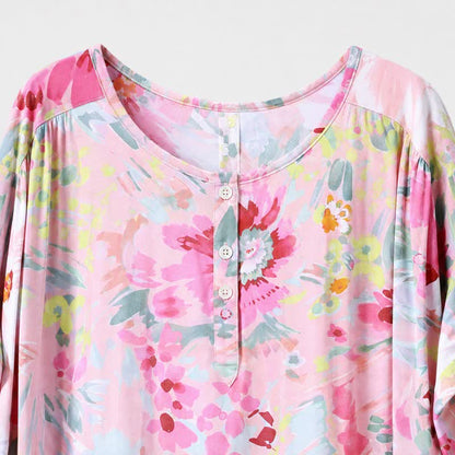 Robe midi en viscose à fleurs roses - image 4