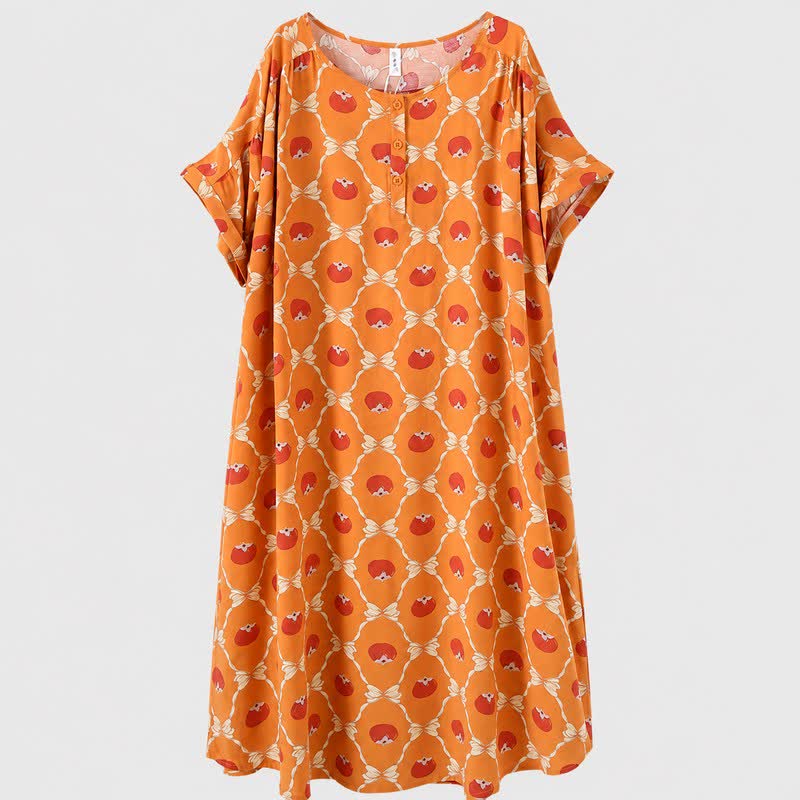 Robe midi kaki mignonne - Orange - 4XL - image 5