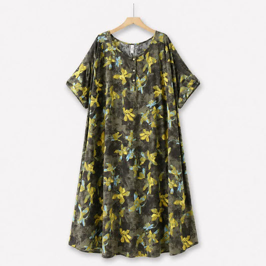 Robe midi vintage en viscose à fleurs - image 0