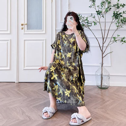 Robe midi vintage en viscose à fleurs - image 1