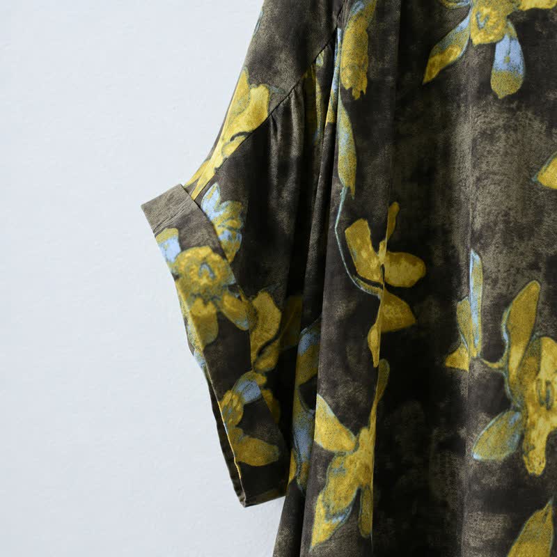 Robe midi vintage en viscose à fleurs - image 3