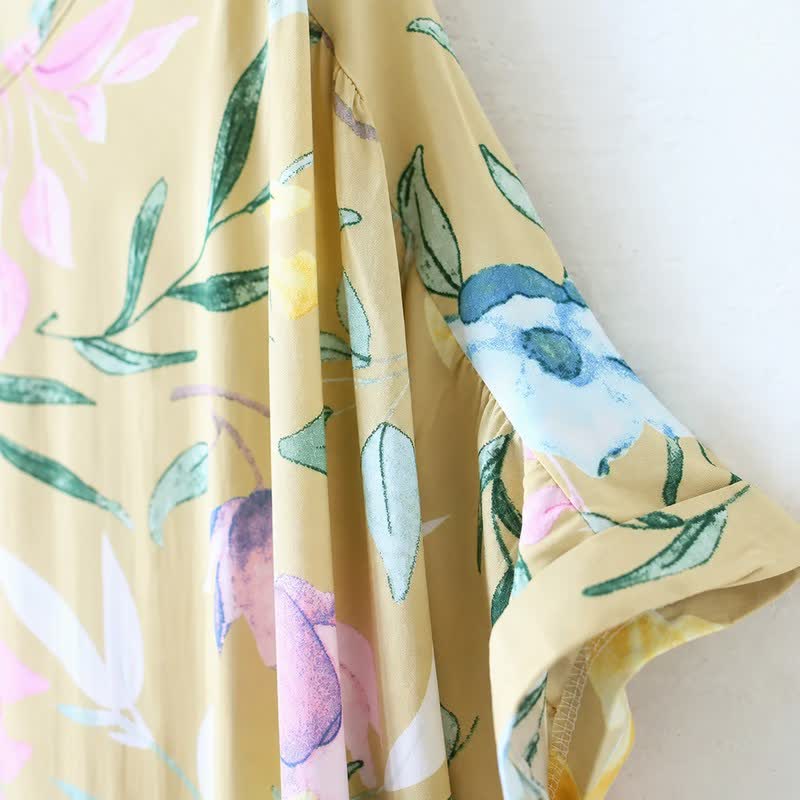 Robe longue en viscose à fleurs pastel - image 3