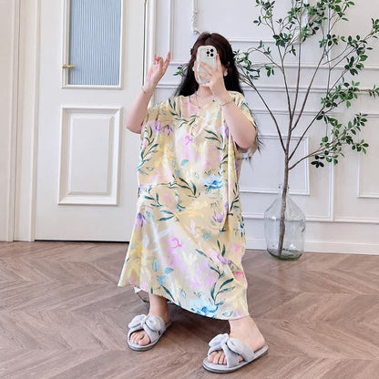 Robe longue en viscose à fleurs pastel - image 1