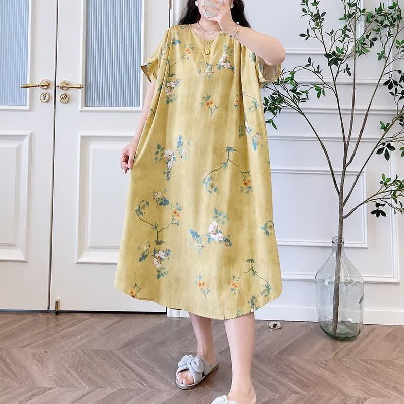 Robe midi vintage à fleurs boutonnée sur le devant - image 5
