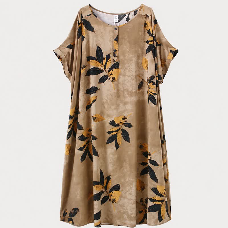 Robe midi décontractée à imprimé feuilles - image 4