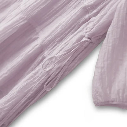 Robe midi froissée à volants et pompons - image 2