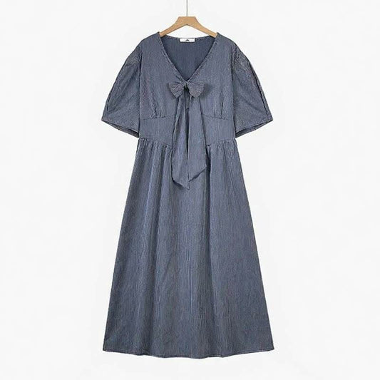 Robe midi décontractée à nœud papillon - Bleu - 6XL - image 0