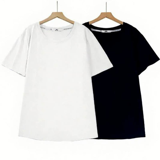 T-shirt essentiel à col rond en coton stretch - image 0