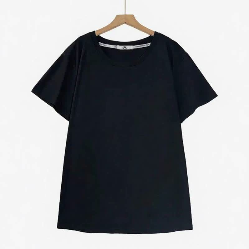 T-shirt essentiel à col rond en coton stretch - Noir - 6XL - image 1