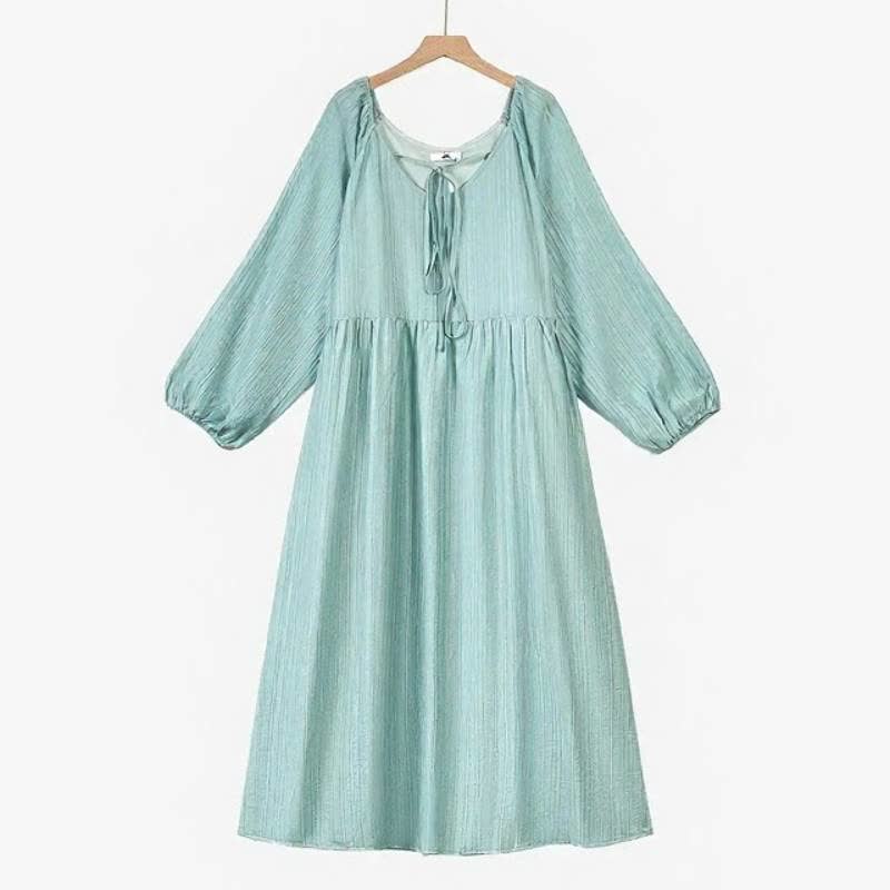 Robe maxi fluide en Tencel à col noué - Vert - 6XL - image 3