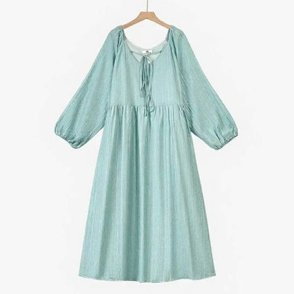 Robe maxi fluide en Tencel à col noué - Vert - 6XL - image 3
