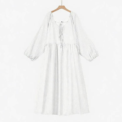 Robe maxi fluide en Tencel à col noué - Blanc - 6XL - image 1