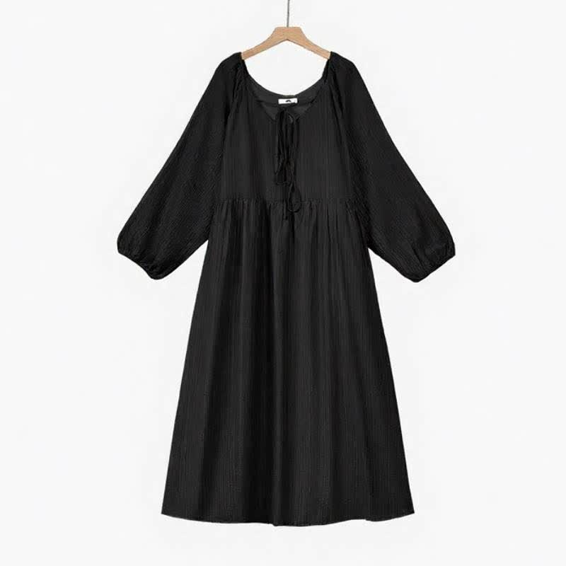 Robe maxi fluide en Tencel à col noué - Noir - 6XL - image 2