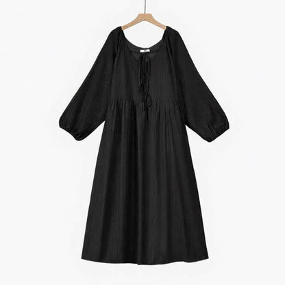 Robe maxi fluide en Tencel à col noué - Noir - 6XL - image 2