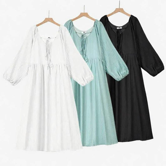 Robe maxi fluide en Tencel à col noué - image 0