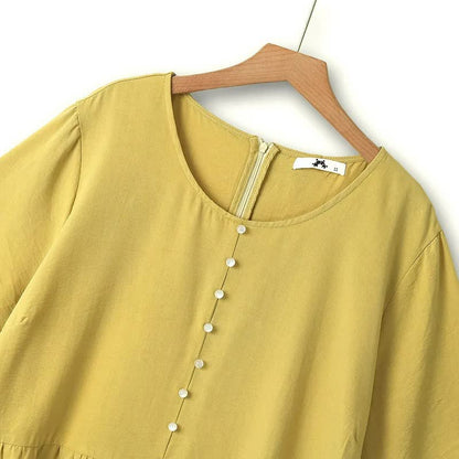 Robe midi décontractée à boutons nacrés - image 1