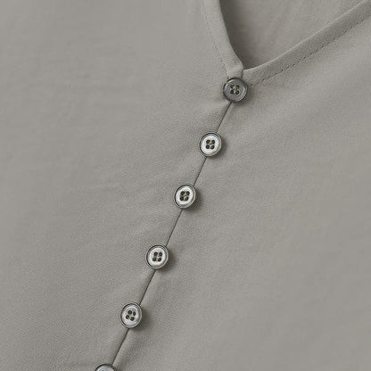 Robe midi fluide à col en V et boutons - image 2