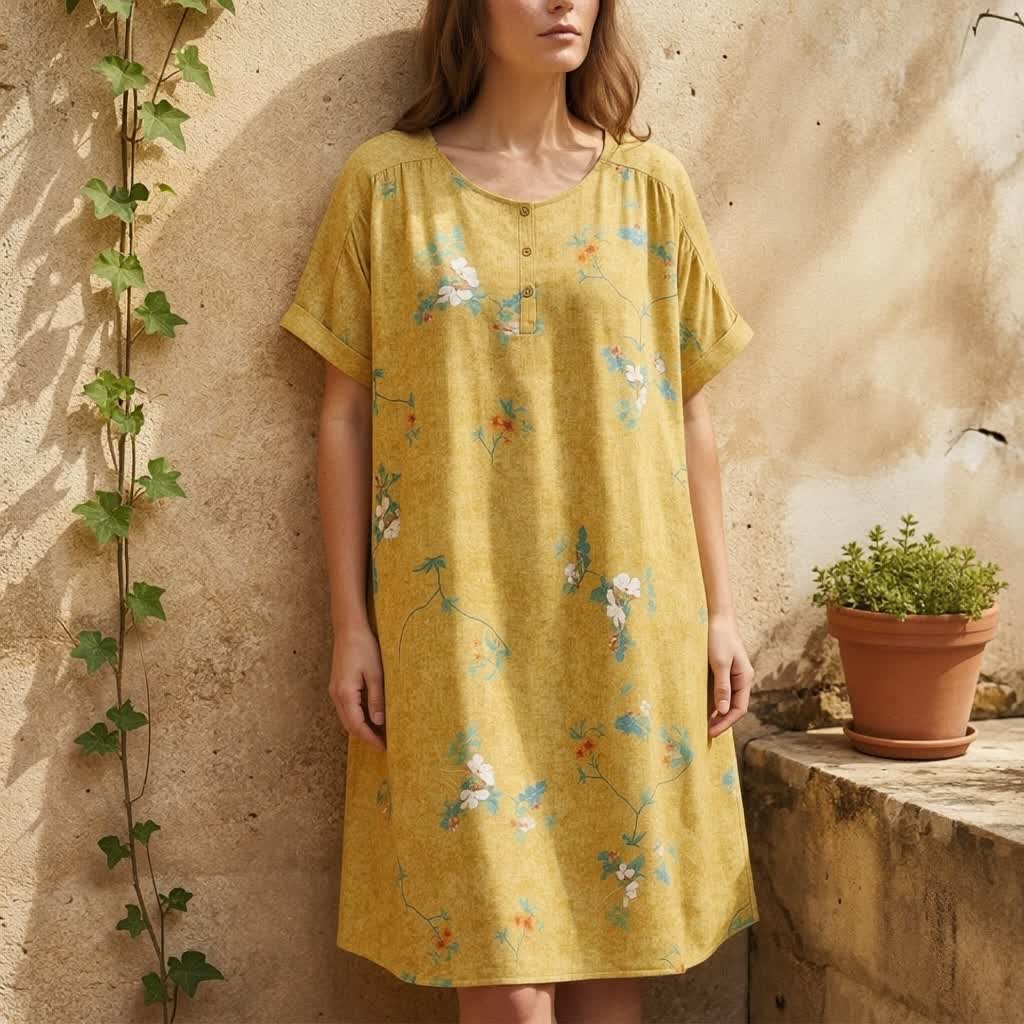 Robe midi vintage à fleurs boutonnée sur le devant - image 1