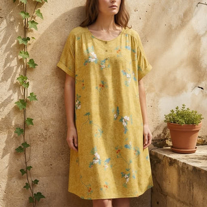 Robe midi vintage à fleurs boutonnée sur le devant - image 1
