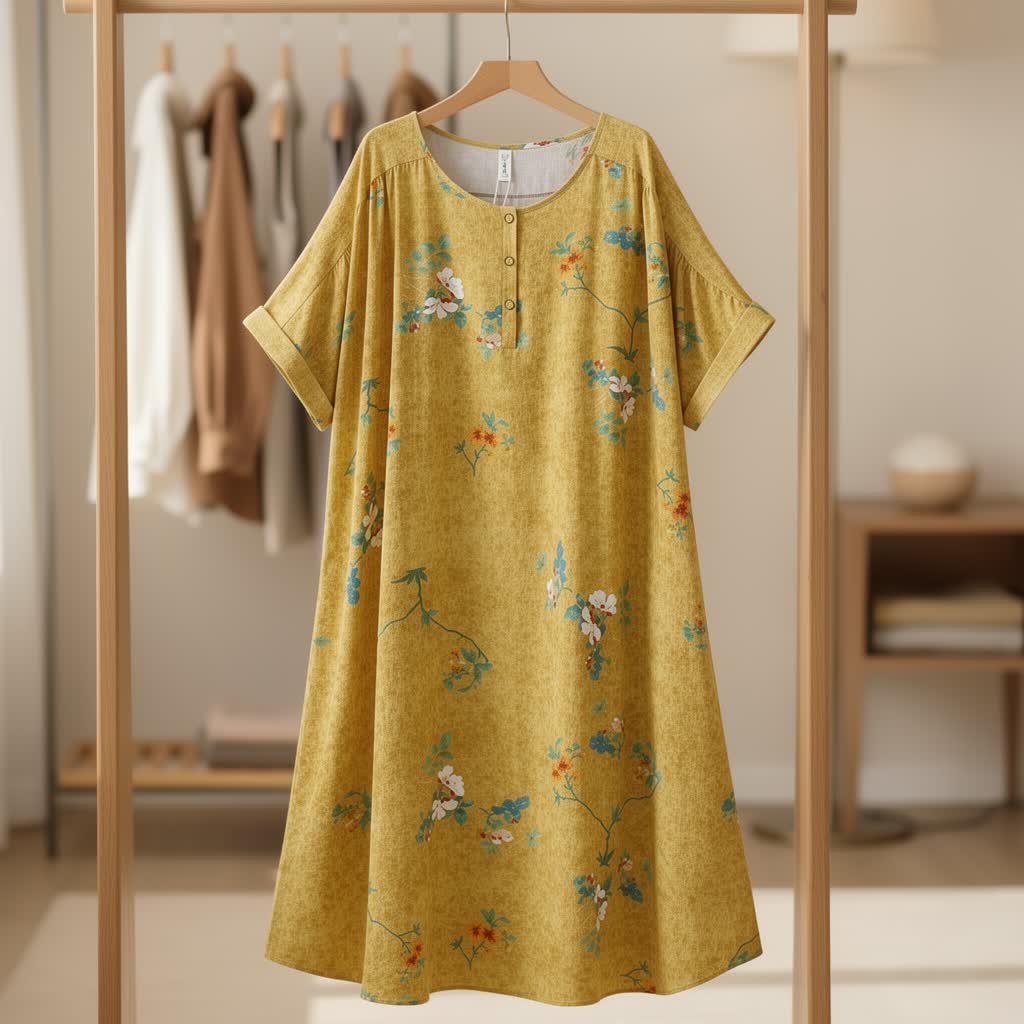 Robe midi vintage à fleurs boutonnée sur le devant - image 2