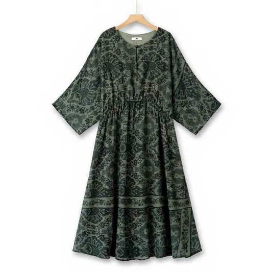 Robe midi vintage à fleurs - Vert - 6XL - image 0