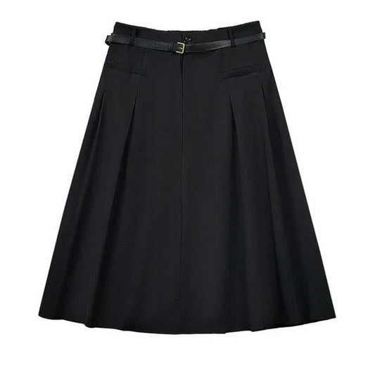 Jupe midi plissée élégante avec ceinture - Noir - 7XL - image 0